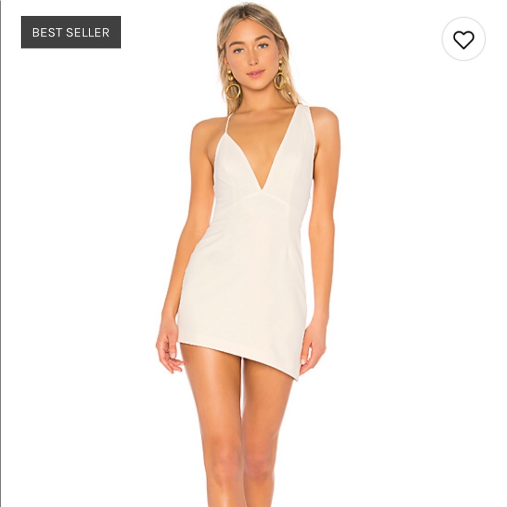 NBD x Revolve Asymmetrical Bracken Dress in White